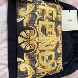 Fendace Multicolor leather pouch Large Flat Pouch